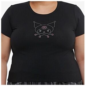 ♥️SALE♥️ HOT TOPIC Kuromi Baby Tee Plus Size 4X Sanrio Black Rhinestones NWTS